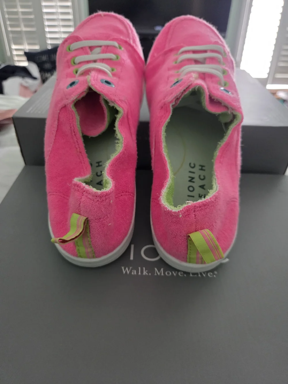 Vionic Hot Pink Slip-On Sneakers with Lime Green Lining - Picture 2 of 7